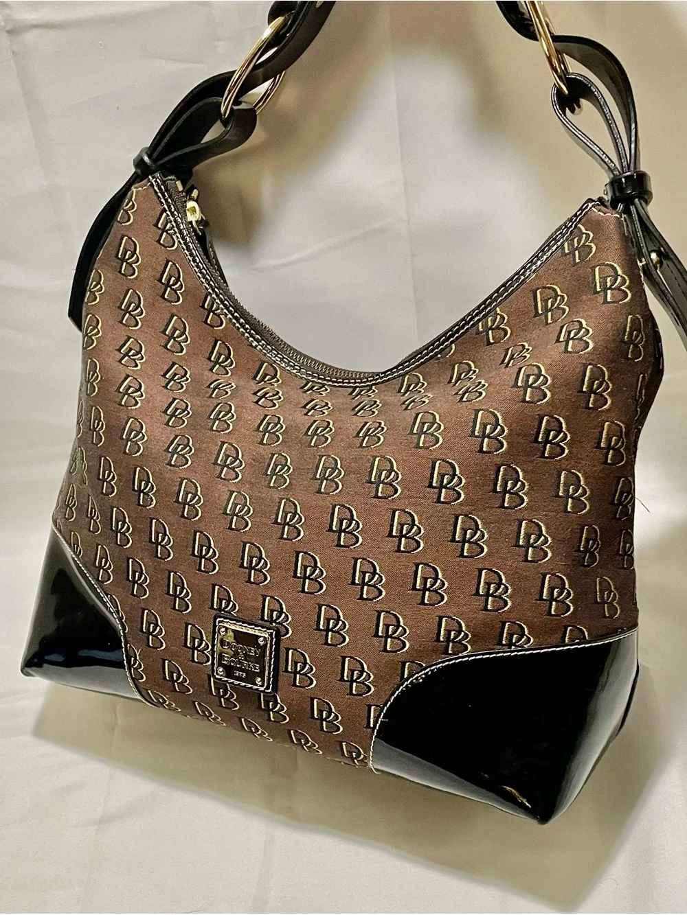 Dooney & Bourke Nikki Shadow Signature Monogram Hobo Bag, EUC